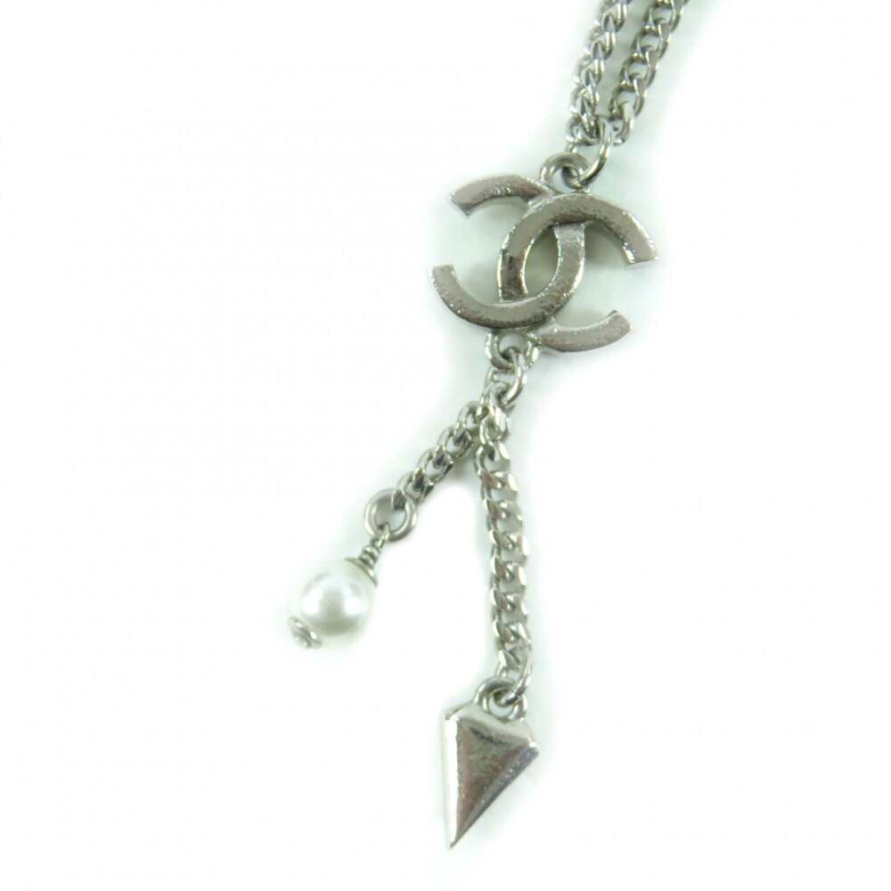 CHANEL Authentic Silver Pearl Logo Necklace - Picture 2 of 7